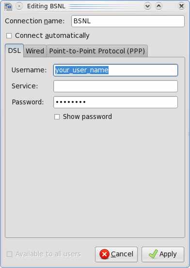 enter username and password