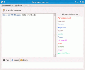 wordpress.com irc window open