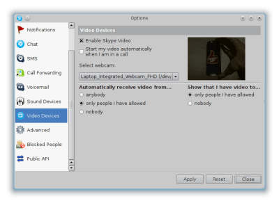 Skype video test: dark video